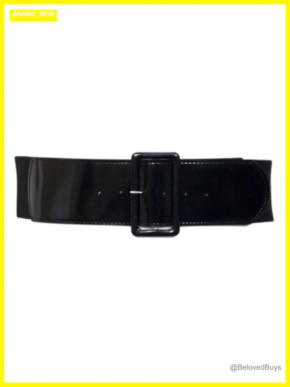Wide Patent Leather Fashion Belt with Buckle, Plus Size